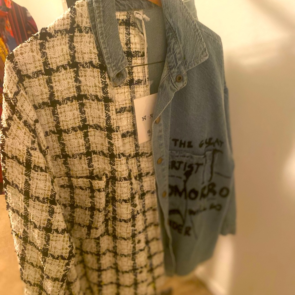 Denim & Tweed Top